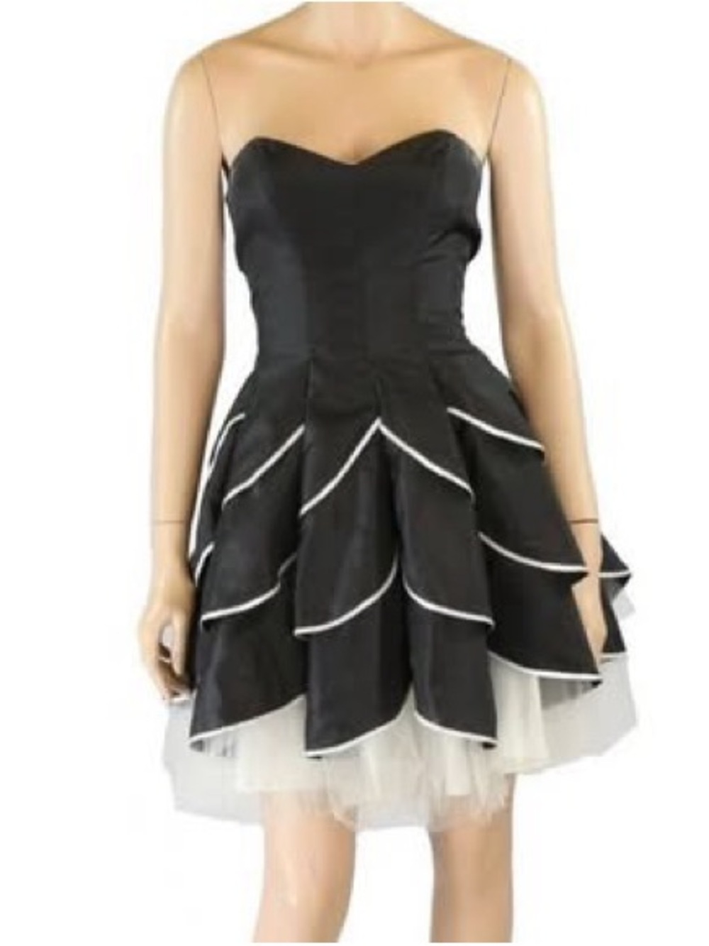 Betsey Johnson evening wear Strapless Black Cocktail Dress w White sequins sz 4